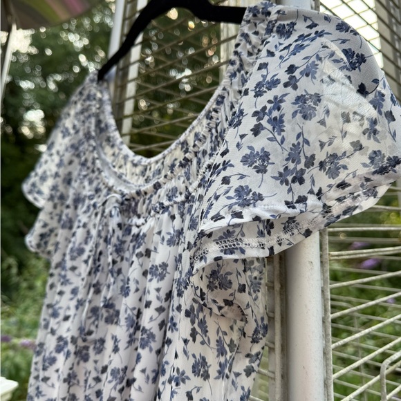 Sienna Sky Blue and White Flutter Sleeve Sundress - Picture 3 of 7